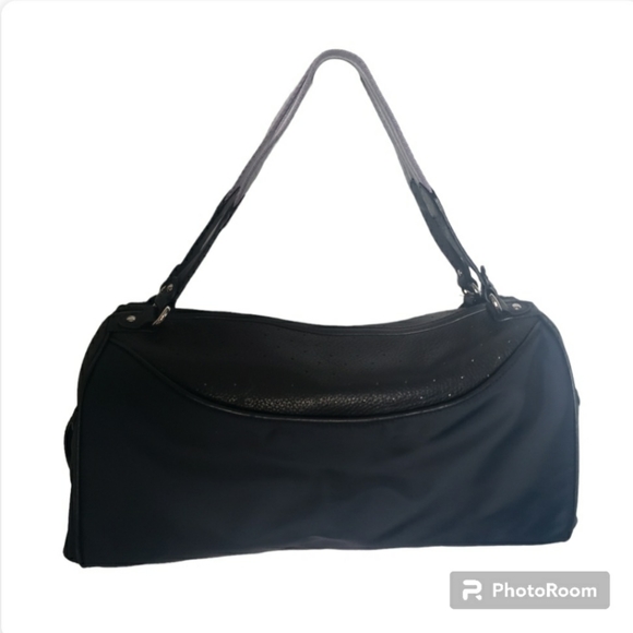 Cole Haan | Women's Black Leather and Nylon Catherine Rollback Satchel Bag - Picture 3 of 10